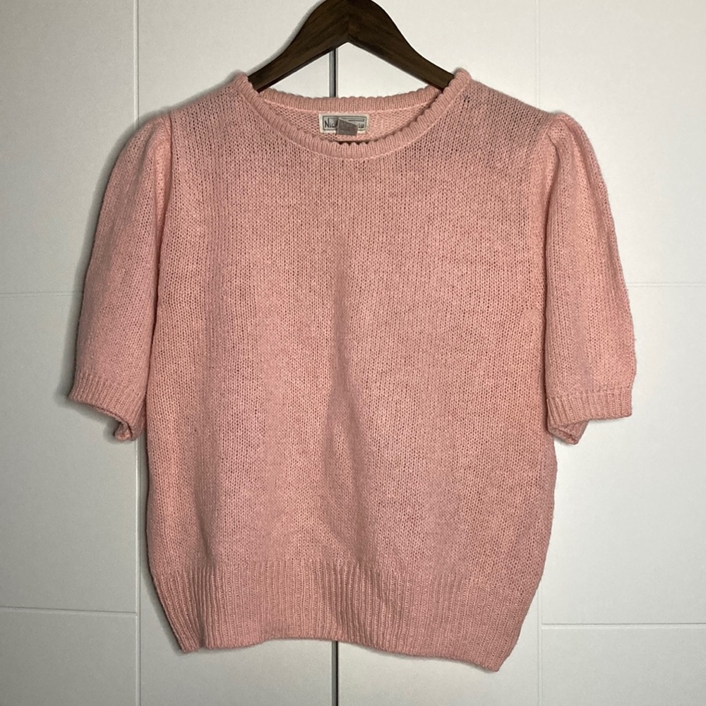 Vintage Nicole Curie Pink Knit Sweater Shirt, L